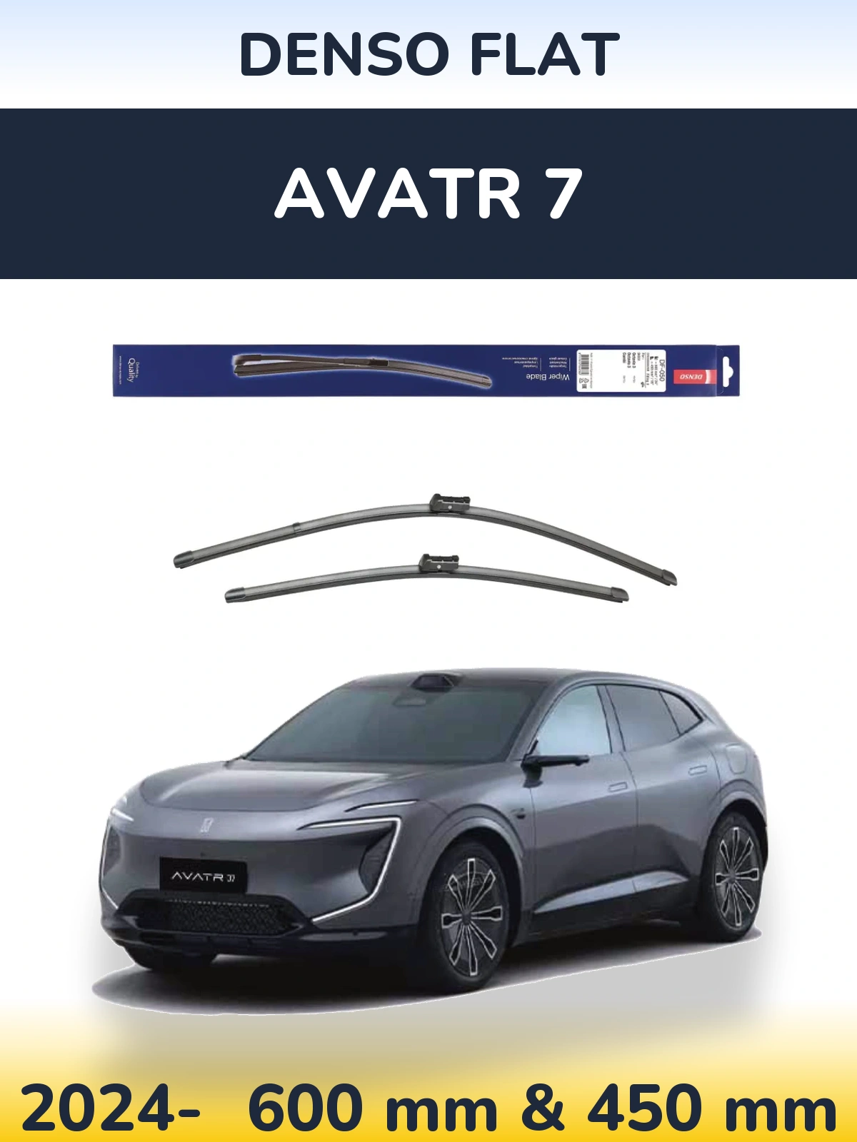 Front wiper blade set Denso Flat 600 & 450 mm for Avatr 7 2024-2026