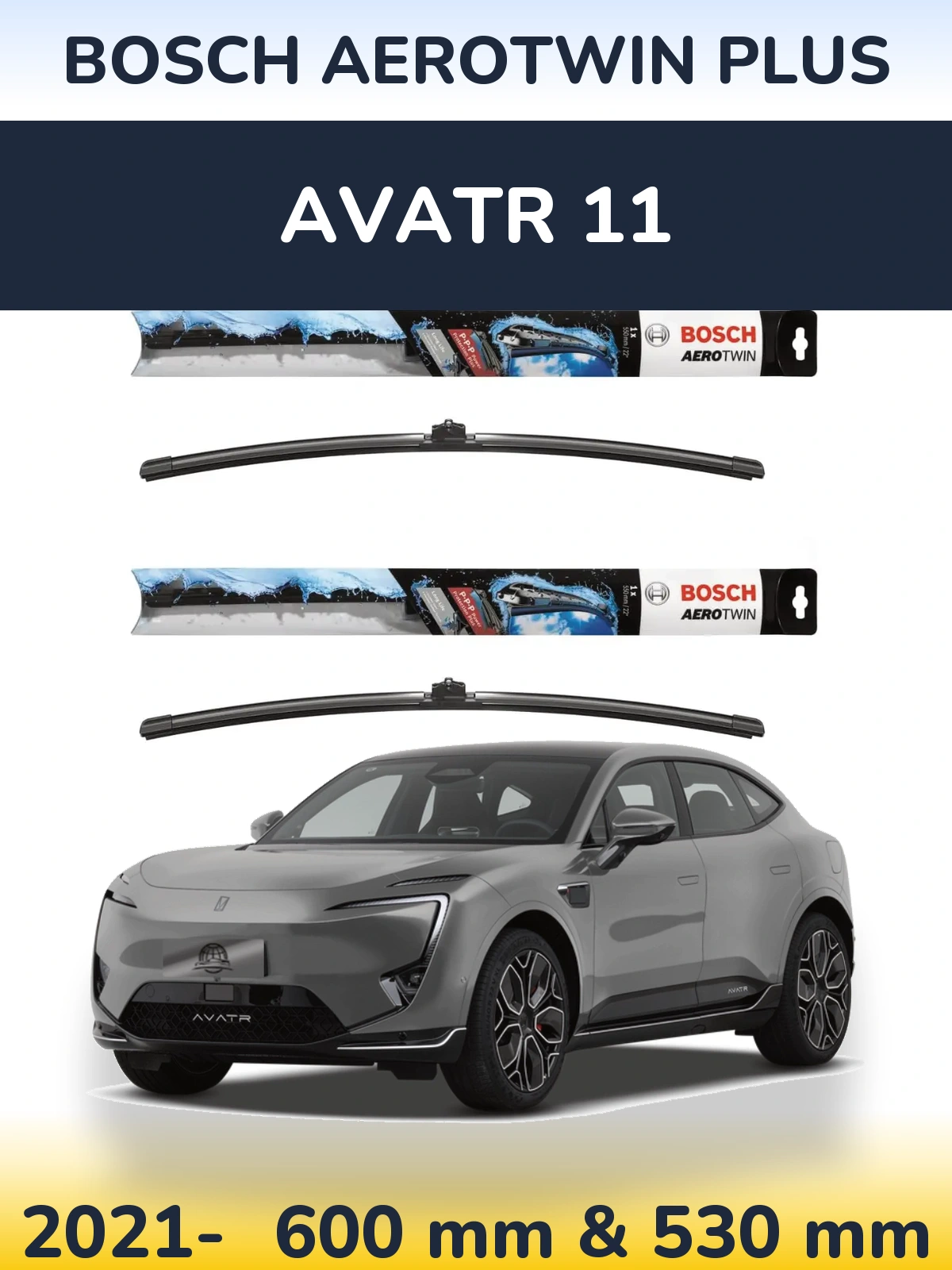 Комплект передніх щіток BOSCH AeroTwin Plus 600 & 530 мм для Avatr 11 2021-2026