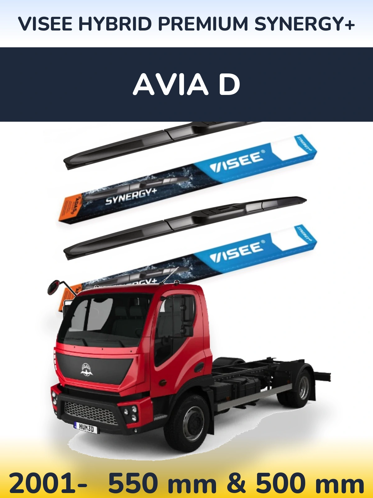 Front wiper blade set VISEE HYBRID PREMIUM SYNERGY+ 550 & 500 mm for Avia D 2001-2026