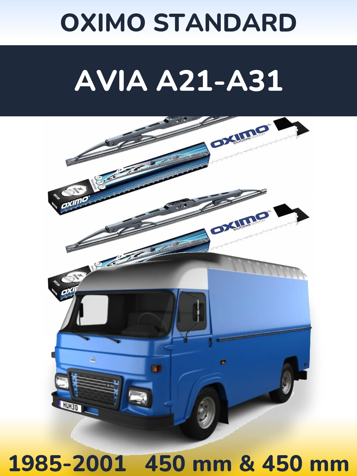 Front wiper blade set Oximo Standard 450 & 450 mm for Avia A21-A31 1985-2001