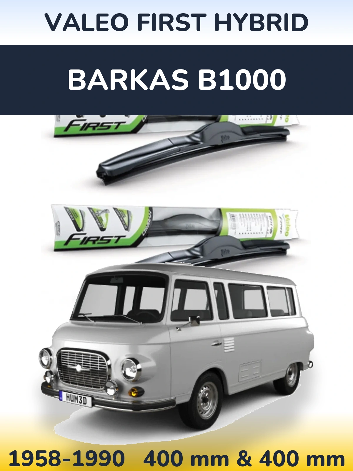 Комплект передних дворников Valeo First Hybrid 400 & 400 мм для Barkas B1000 1958-1990