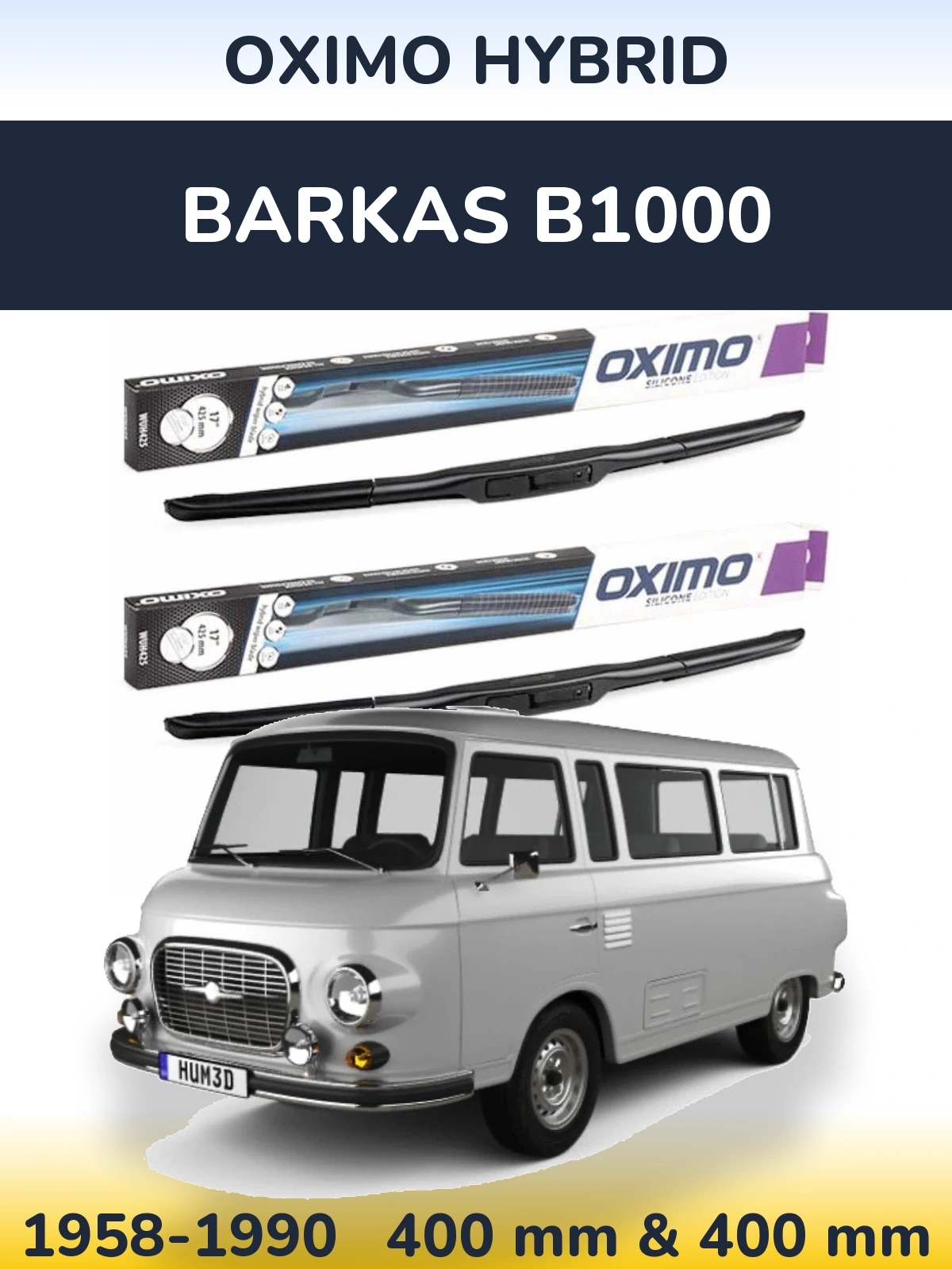 Комплект передніх щіток Oximo Hybrid 400 & 400 мм для Barkas B1000 1958-1990