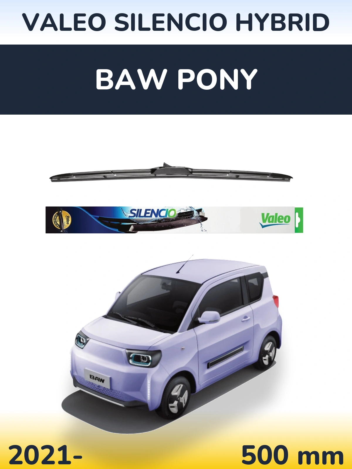 Передня щітка Valeo Silencio Hybrid 500 мм для BAW Pony 2021-2026