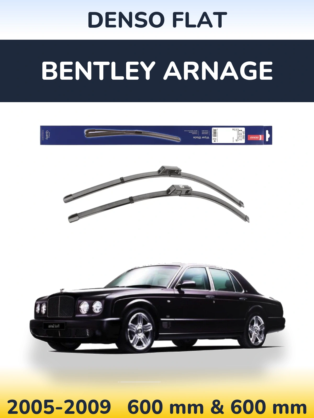 Front wiper blade set Denso Flat 590 & 580 mm for Bentley Arnage 2005-2009