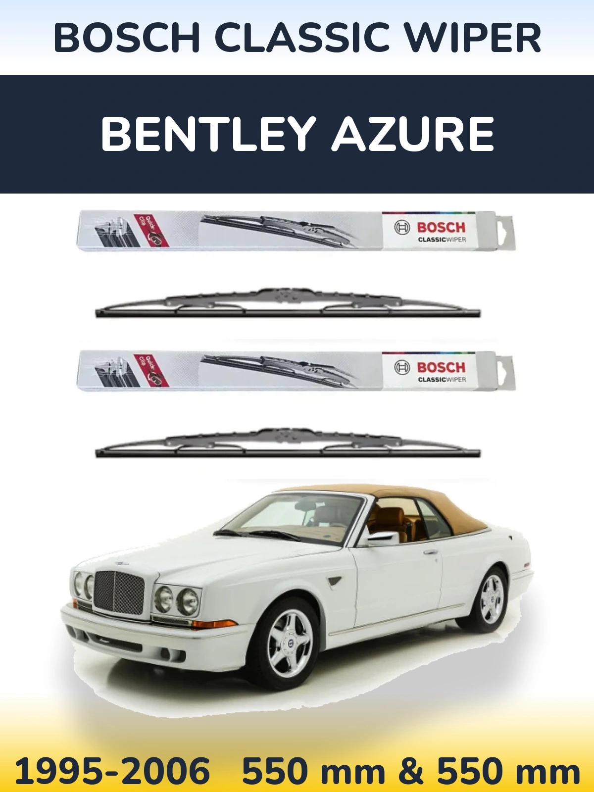Комплект передних дворников BOSCH Classic Wiper 550 & 550 мм для Bentley Azure 1995-2006