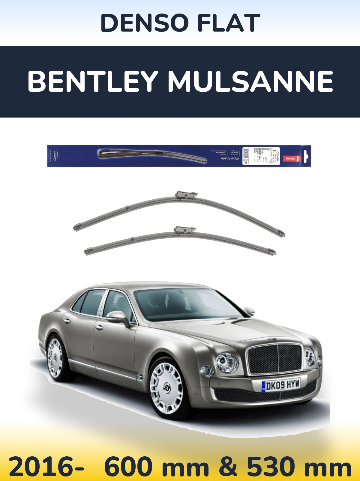 Комплект передніх щіток Denso Flat 600 & 520 мм для Bentley Mulsanne 2016-2026