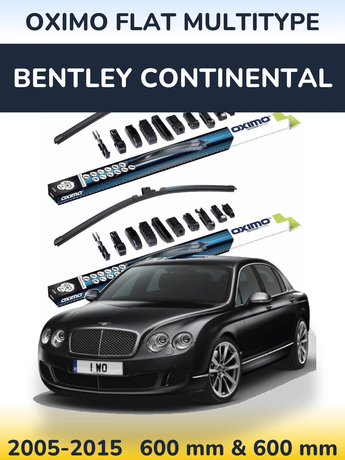Комплект передних дворников Oximo Flat MultiТипe 600 & 600 мм для Bentley Continental 2005-2015