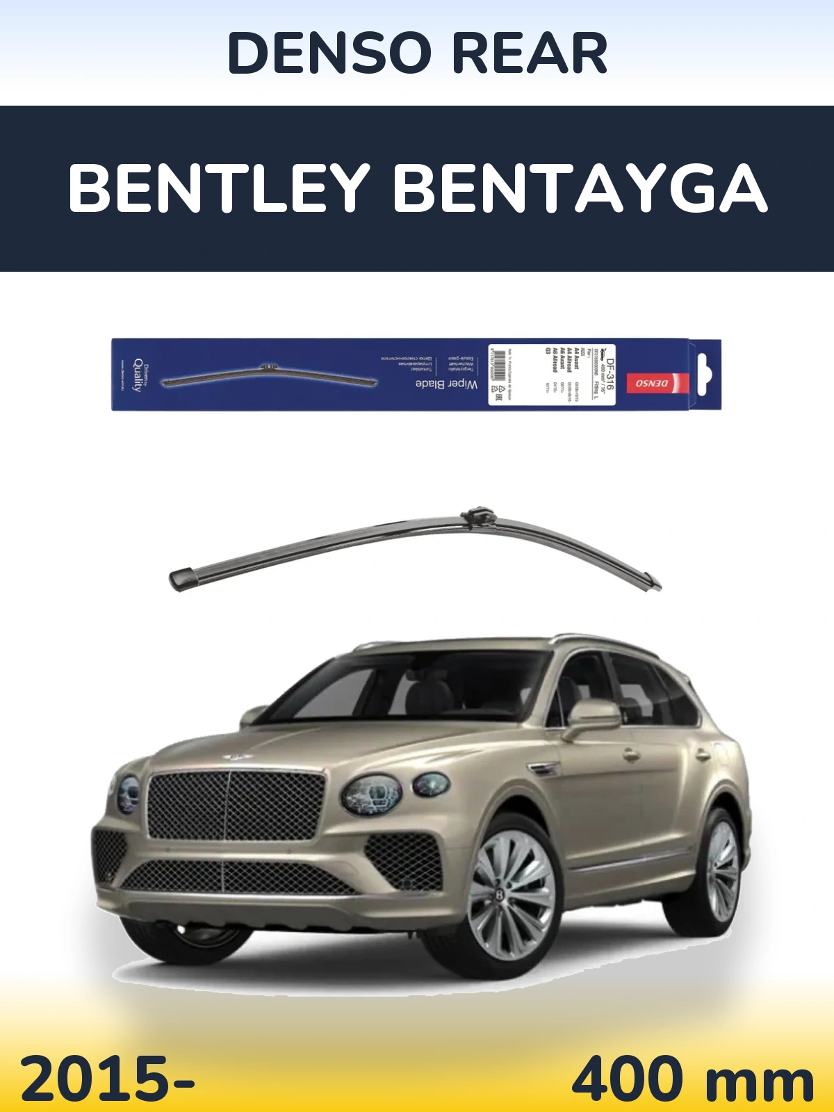 Rear wiper blade Denso Rear 400 mm for Bentley Bentayga 2015-2026