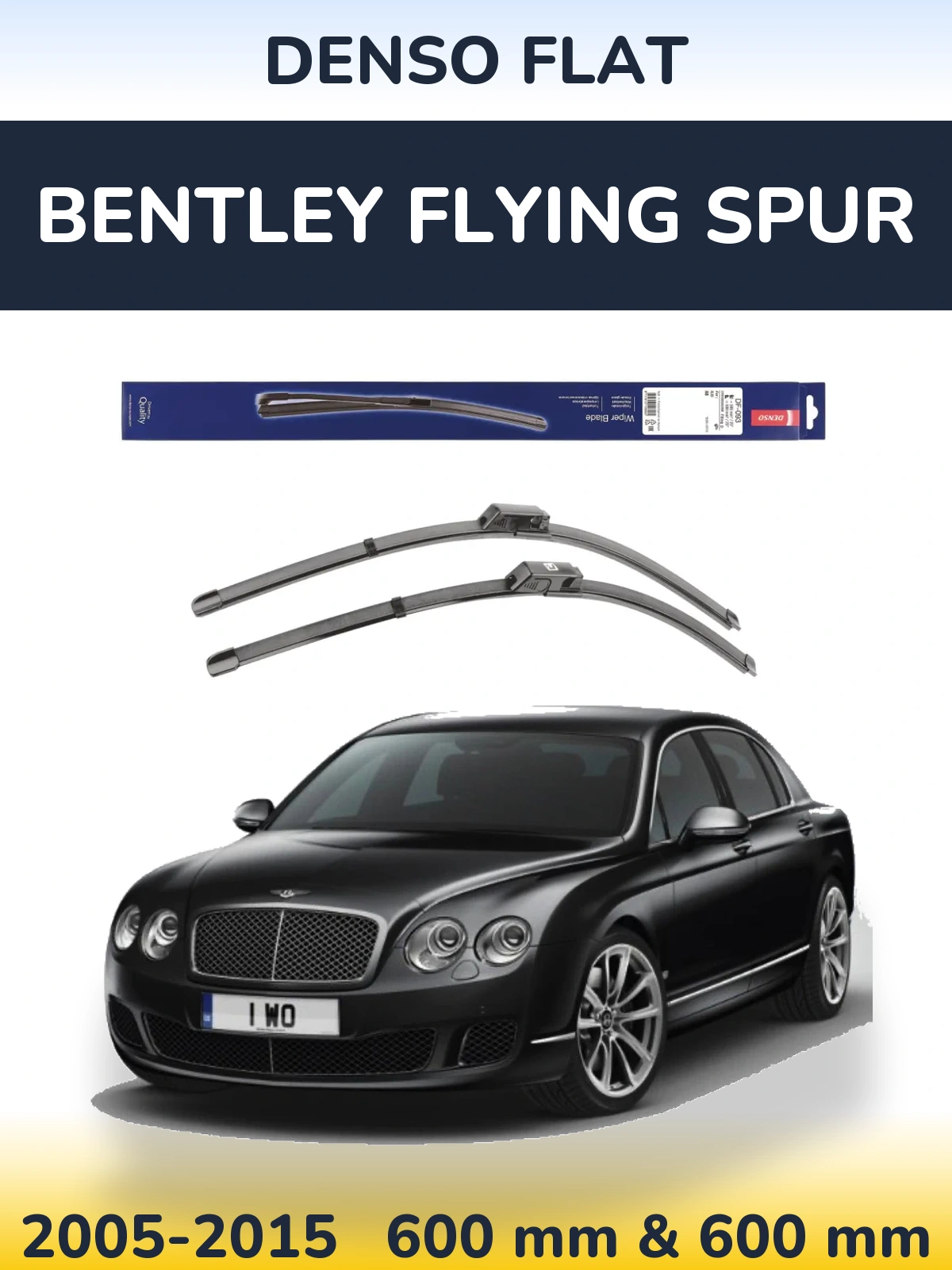 Front wiper blade set Denso Flat 590 & 580 mm for Bentley Flying Spur 2005-2015
