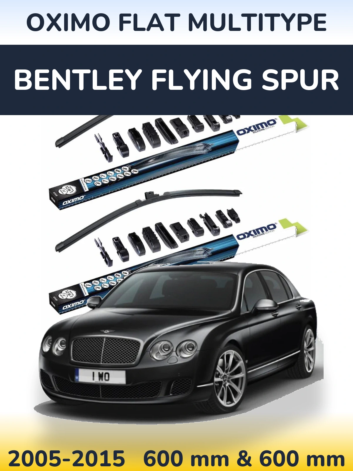 Front wiper blade set Oximo Flat MultiTipse 600 & 600 mm for Bentley Flying Spur 2005-2015