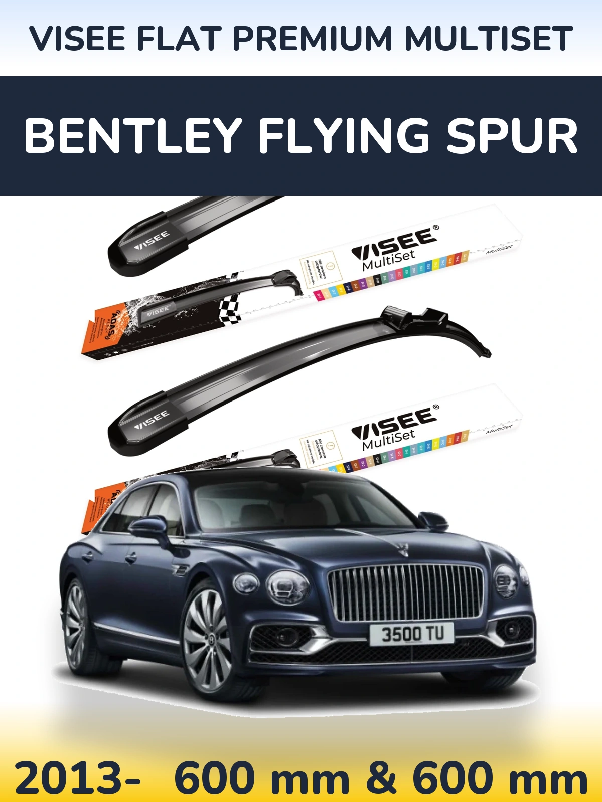 Front wiper blade set VISEE FLAT PREMIUM MultiSet 600 & 600 mm for Bentley Flying Spur 2013-2026