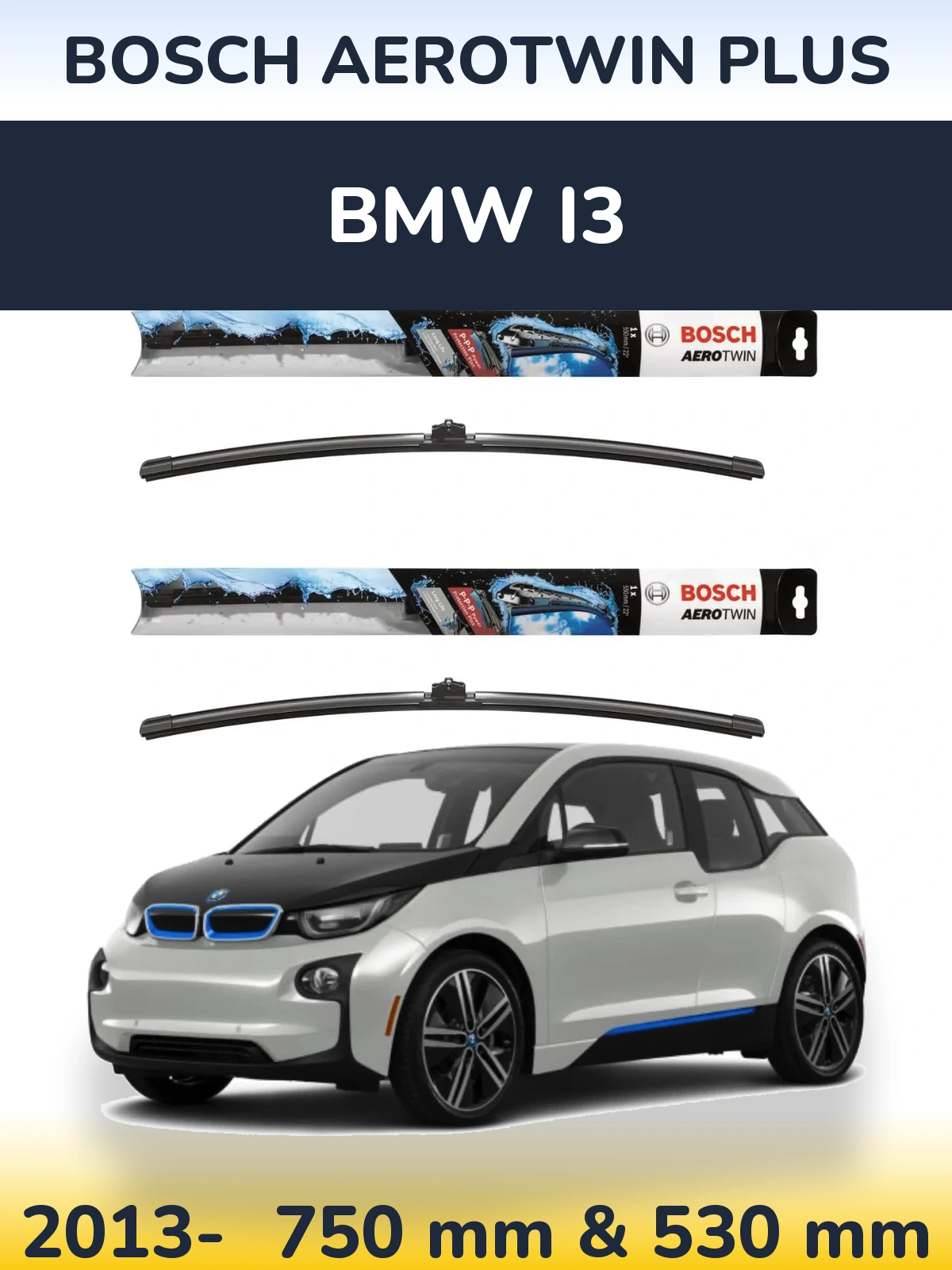 Комплект передних дворников BOSCH AeroTwin Plus 750 & 530 мм для BMW i3 2013-2026