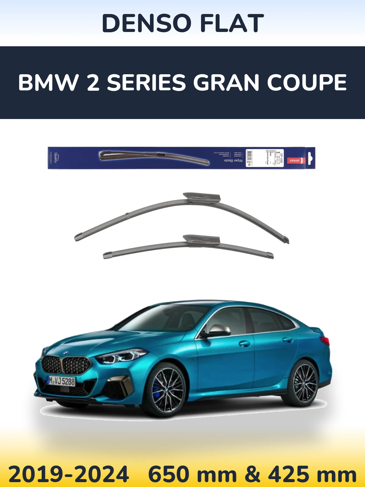 Комплект передних дворников Denso Flat 650 & 425 мм для BMW 2 Series Gran Coupe 2019-2024