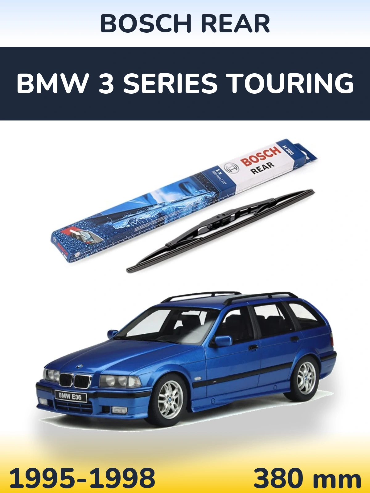 Rear wiper blade BOSCH Rear 380 mm for BMW 3 Series Touring 1995-1998