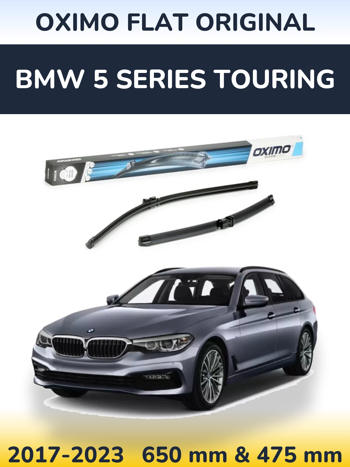 Комплект передніх щіток Oximo Flat Original 650 & 475 мм для BMW 5 Series Touring 2017-2023