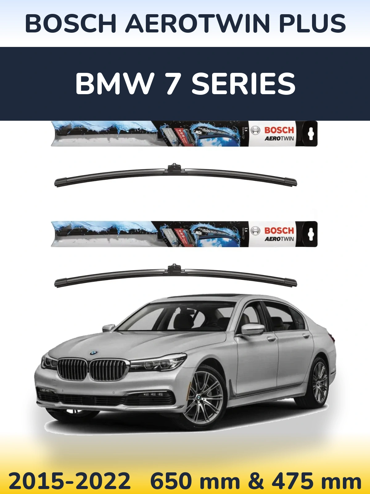 Комплект передних дворников BOSCH AeroTwin Plus 650 & 475 мм для BMW 7 Series 2015-2022