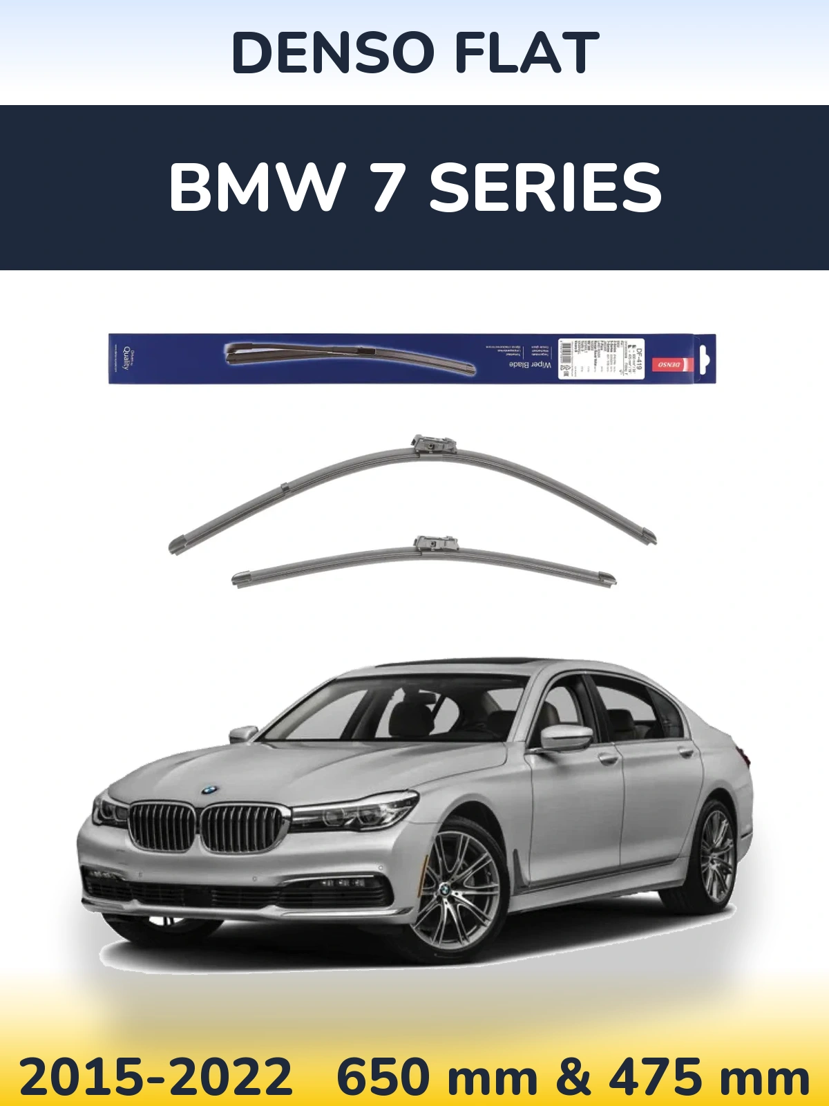 Front wiper blade set Denso Flat 650 & 475 mm for BMW 7 Series 2015-2022