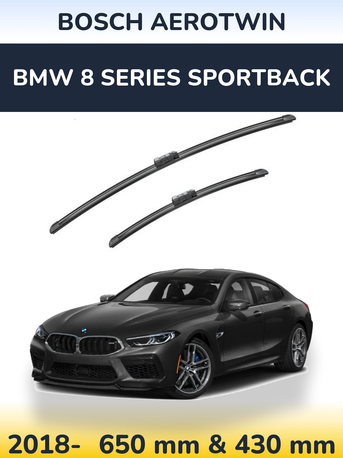 Комплект передніх щіток BOSCH AeroTwin 650 & 430 мм для BMW 8 Series Sportback 2018-2026