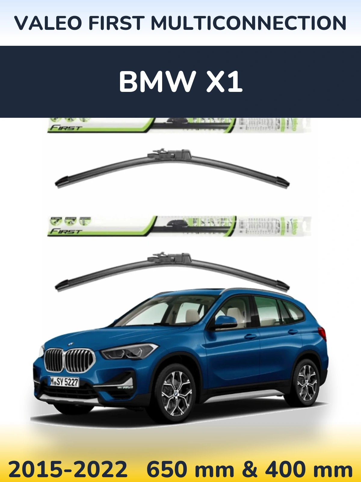 Front wiper blade set Valeo First MultiConnection 650 & 400 mm for BMW X1 2015-2022
