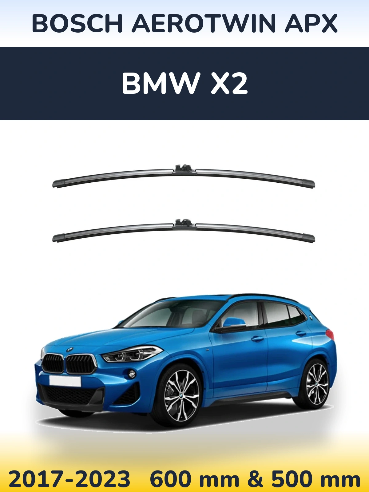 Комплект передніх щіток BOSCH AeroTwin APX 600 & 500 мм для BMW X2 2017-2023