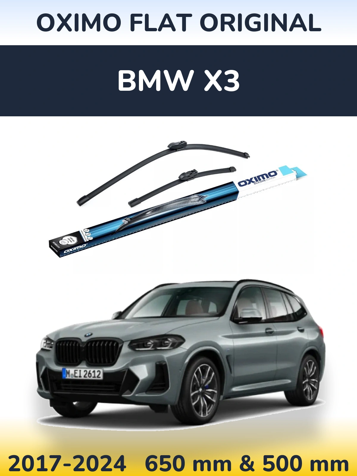 Комплект передних дворников Oximo Flat Original 650 & 500 мм для BMW X3 2017-2024
