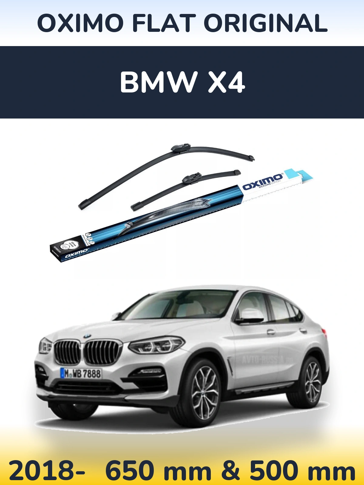 Комплект передних дворников Oximo Flat Original 650 & 500 мм для BMW X4 2018-2026