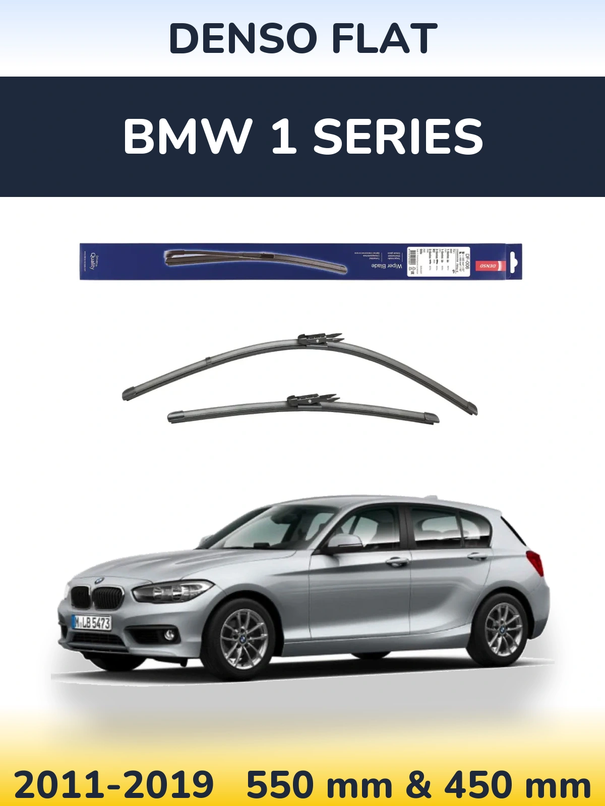 Front wiper blade set Denso Flat 550 & 450 mm for BMW 1 Series 2011-2019