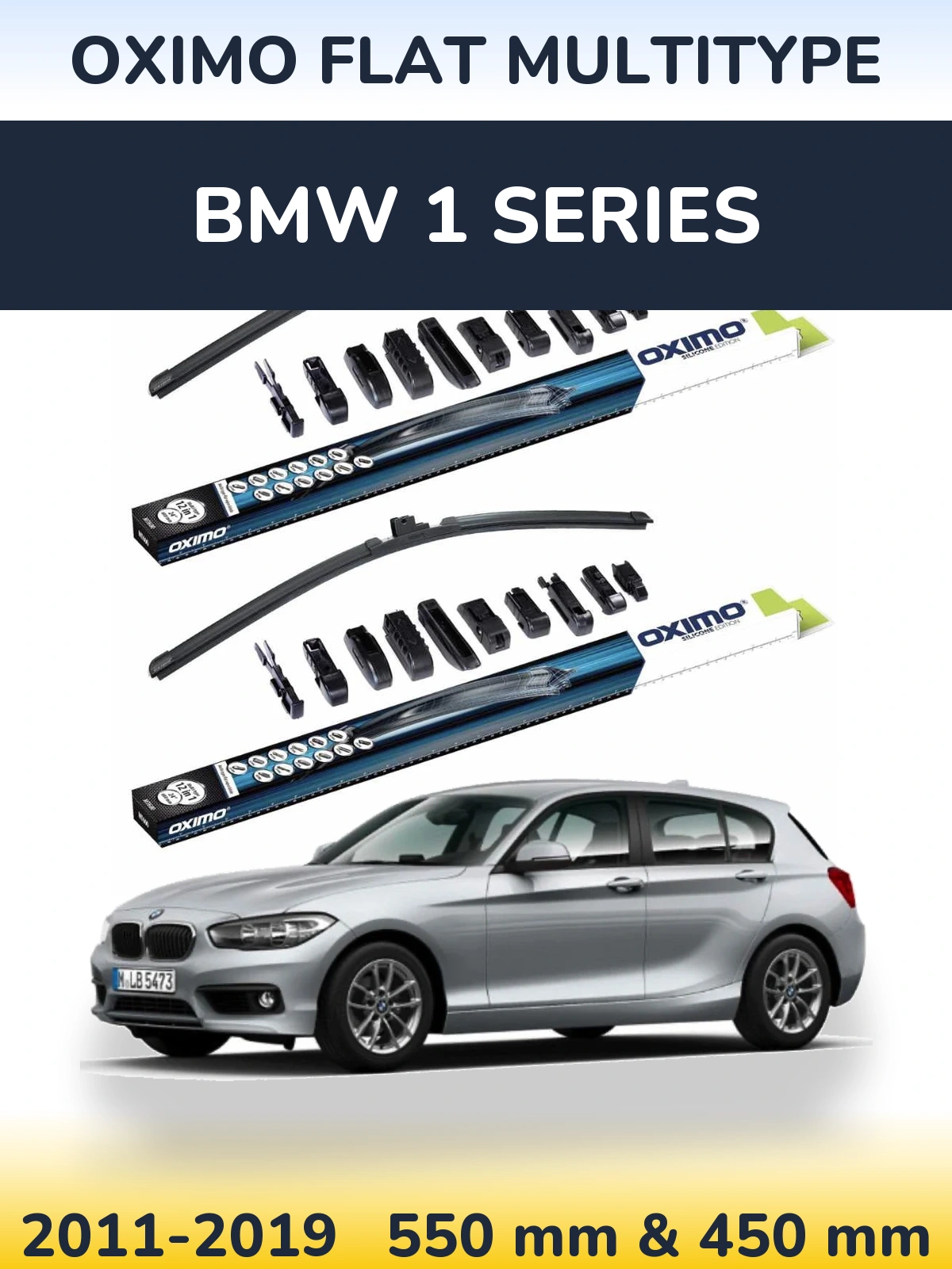 Комплект передніх щіток Oximo Flat MultiТипe 550 & 450 мм для BMW 1 Series 2011-2019