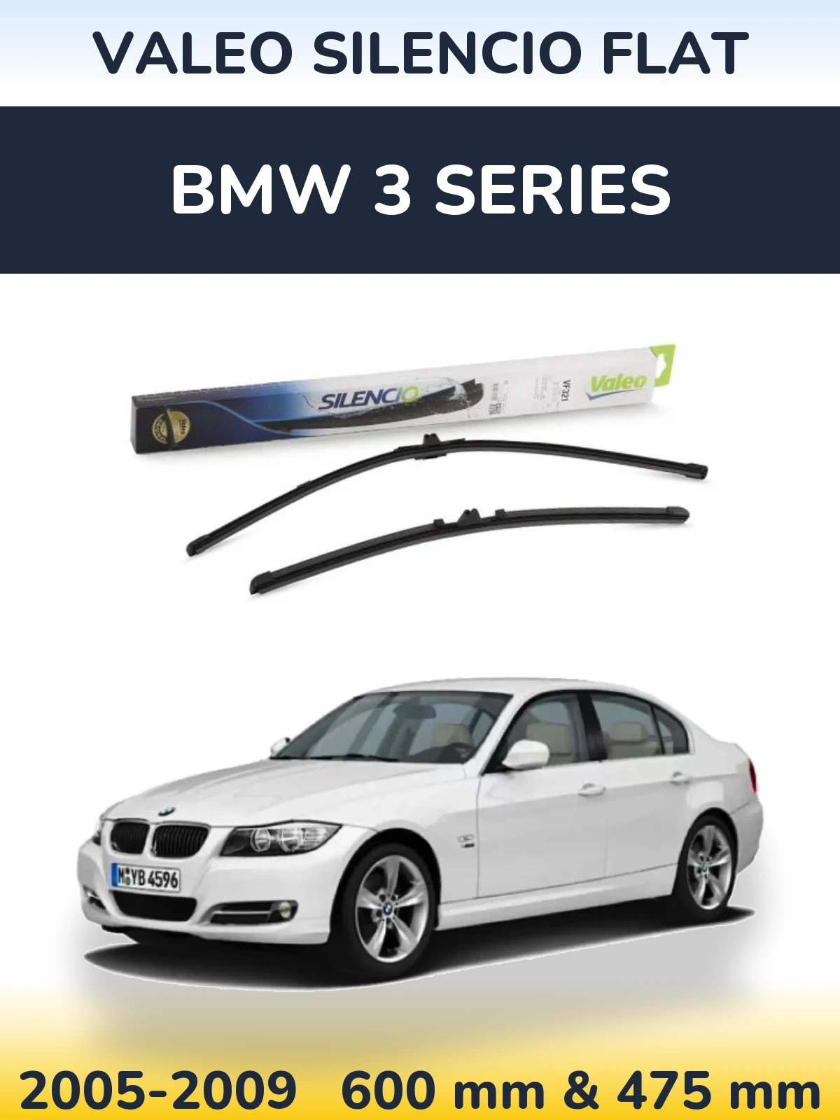 Комплект передніх щіток Valeo Silencio Flat 600 & 475 мм для BMW 3 Series 2005-2009