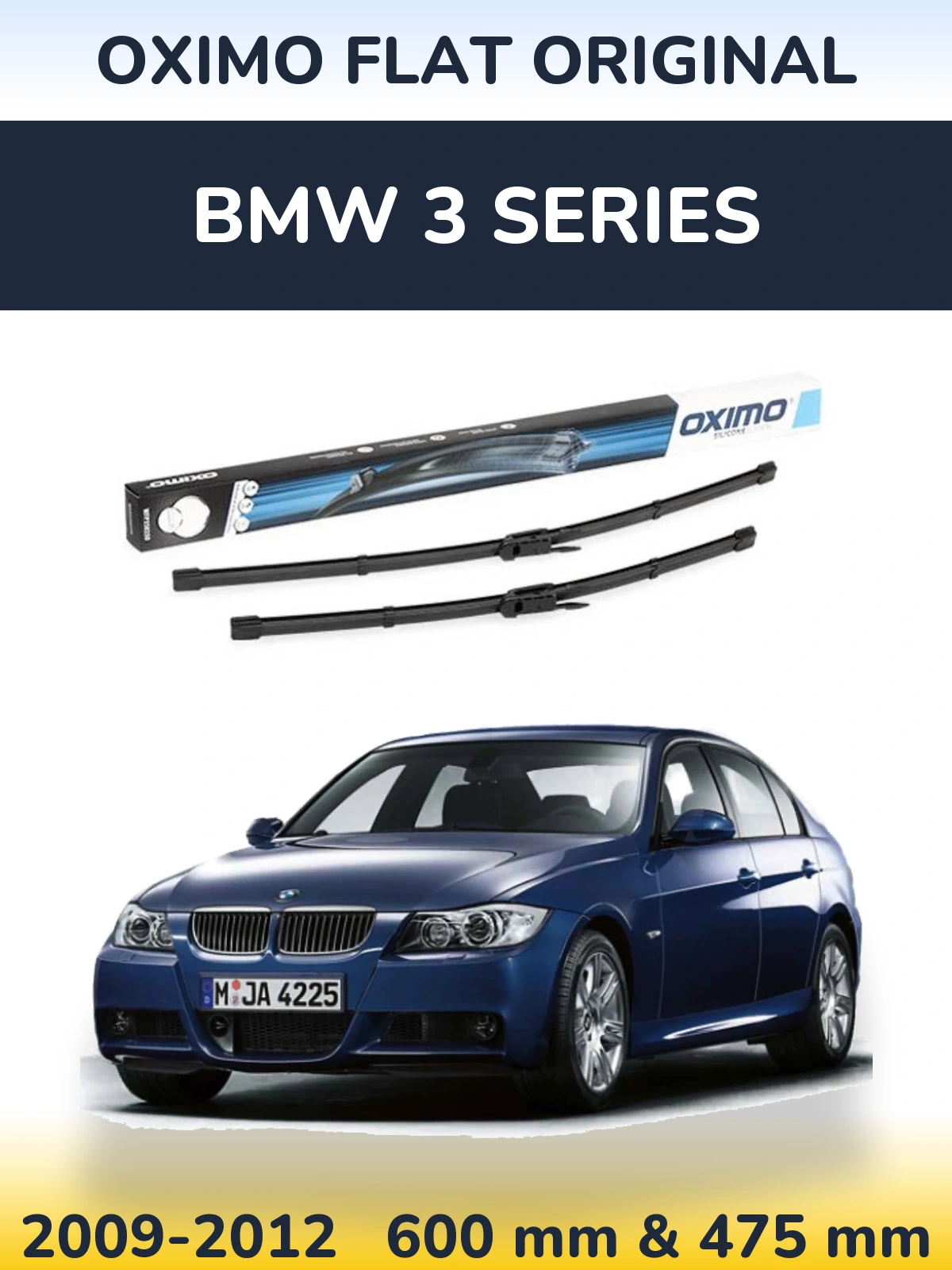 Front wiper blade set Oximo Flat Original 600 & 475 mm for BMW 3 Series 2009-2012