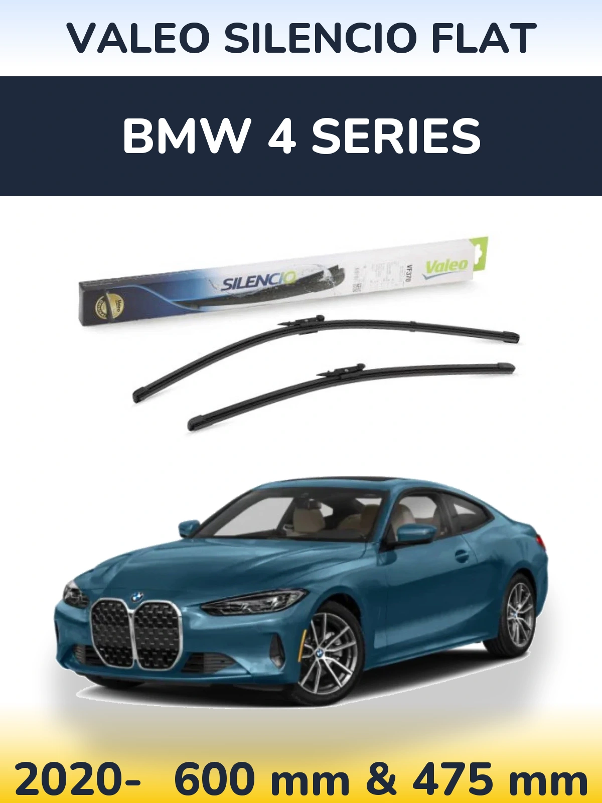 Комплект передних дворников Valeo Silencio Flat 600 & 475 мм для BMW 4 Series 2020-2026