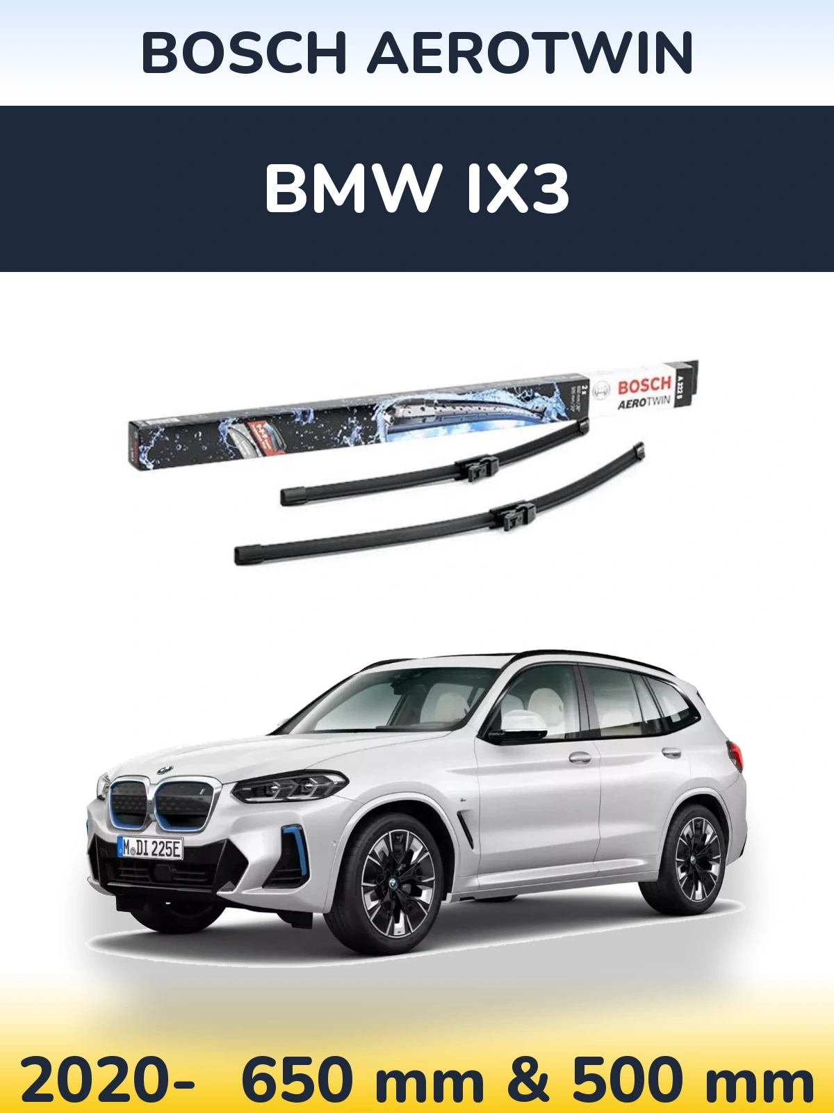 Комплект передніх щіток BOSCH AeroTwin 650 & 500 мм для BMW iX3 2020-2026