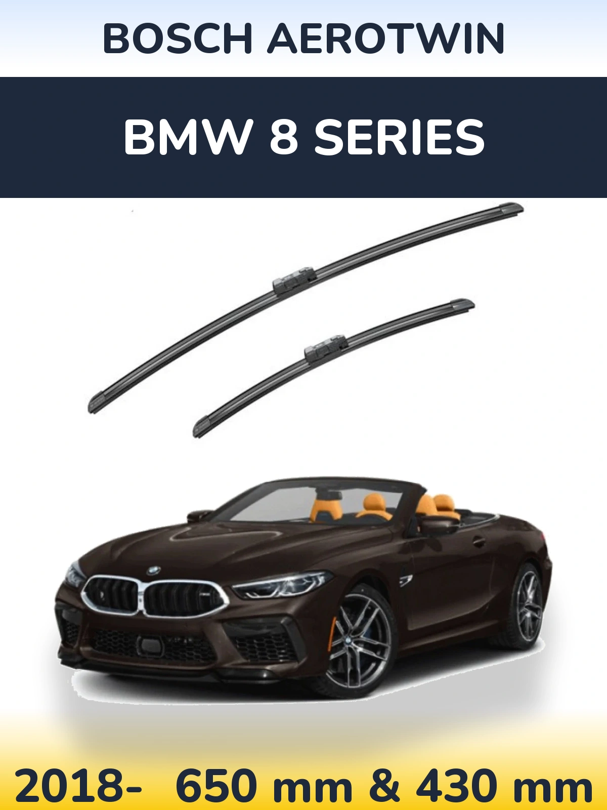 Front wiper blade set BOSCH AeroTwin 650 & 430 mm for BMW 8 Series 2018-2026