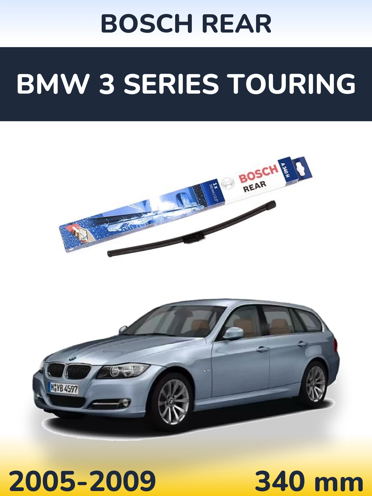 Rear wiper blade BOSCH Rear 340 mm for BMW 3 Series Touring 2005-2009