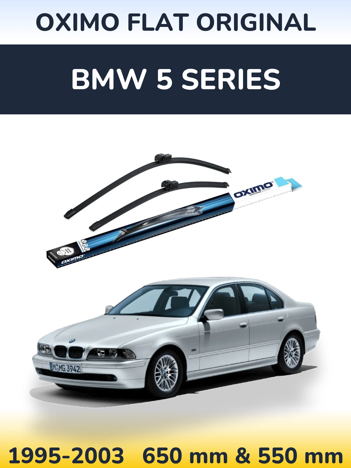 Front wiper blade set Oximo Flat Original 650 & 550 mm for BMW 5 Series 1995-2003