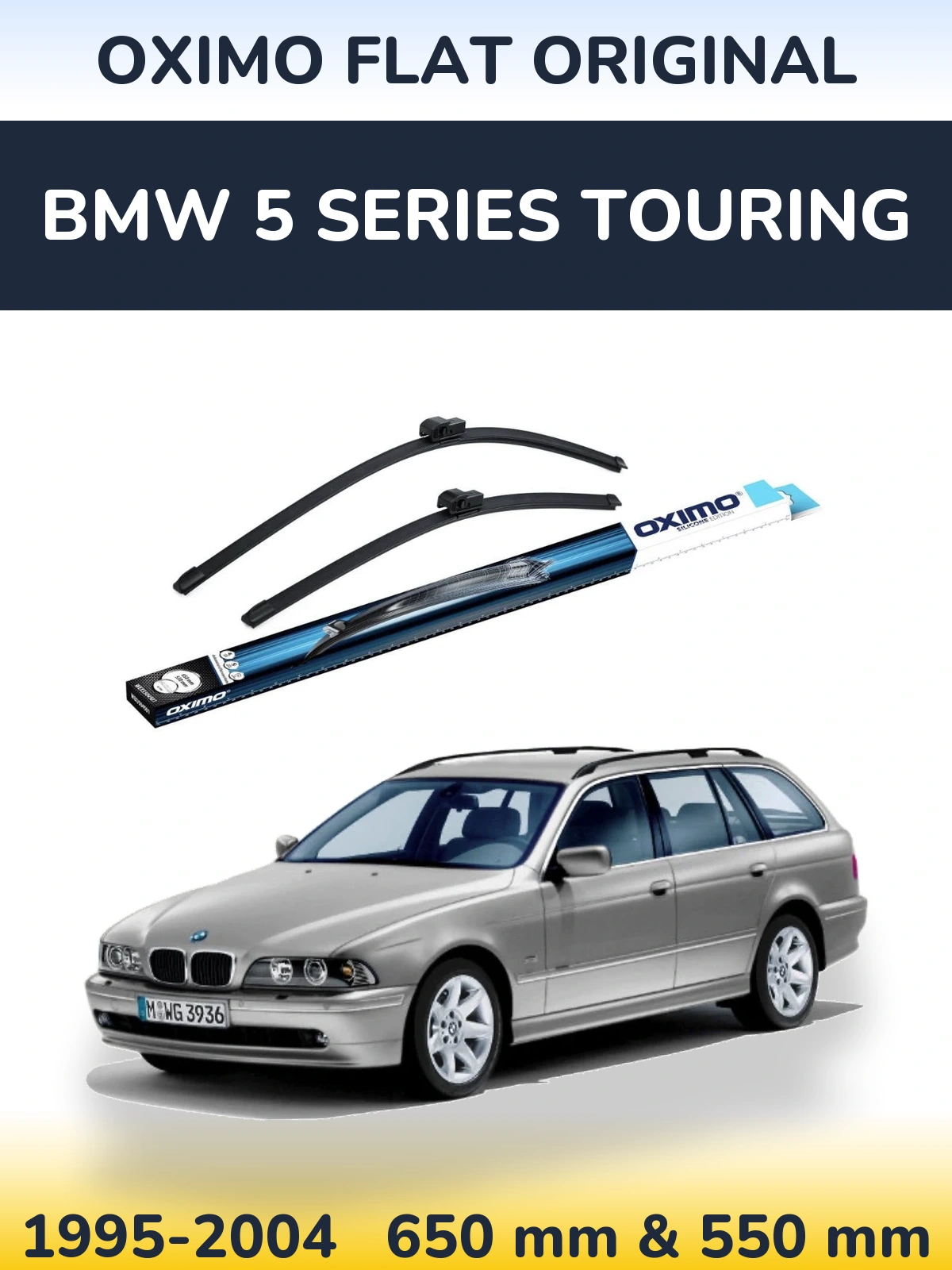 Комплект передних дворников Oximo Flat Original 650 & 550 мм для BMW 5 Series Touring 1995-2004