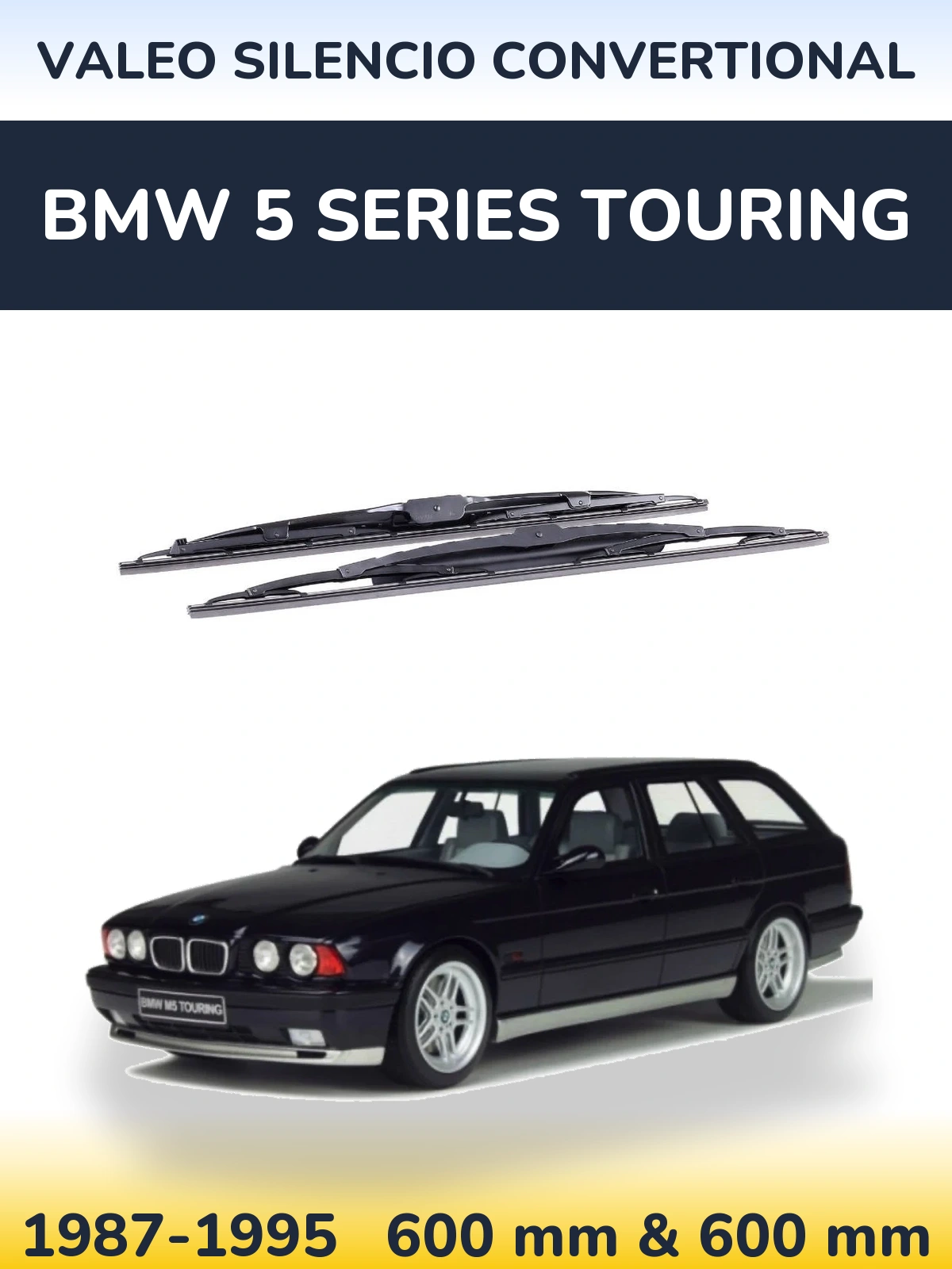Комплект передних дворников Valeo Silencio Convertional 600 & 600 мм для BMW 5 Series Touring 1987-1995