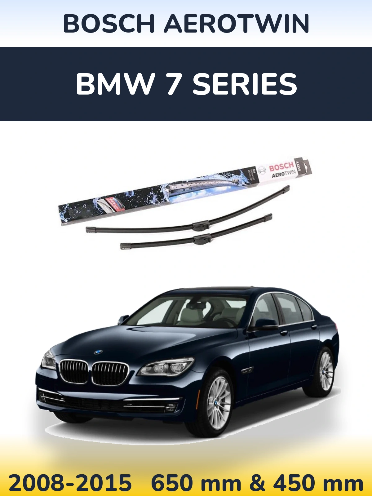 Комплект передних дворников BOSCH AeroTwin 650 & 450 мм для BMW 7 Series 2008-2015