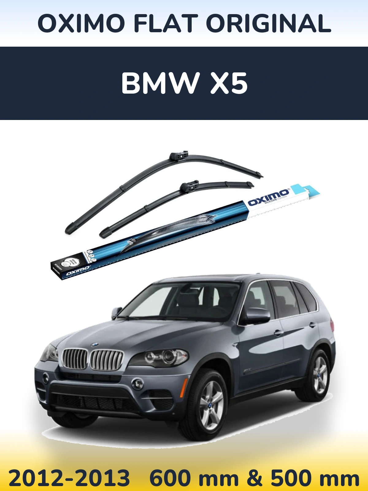Комплект передних дворников Oximo Flat Original 600 & 500 мм для BMW X5 2012-2013