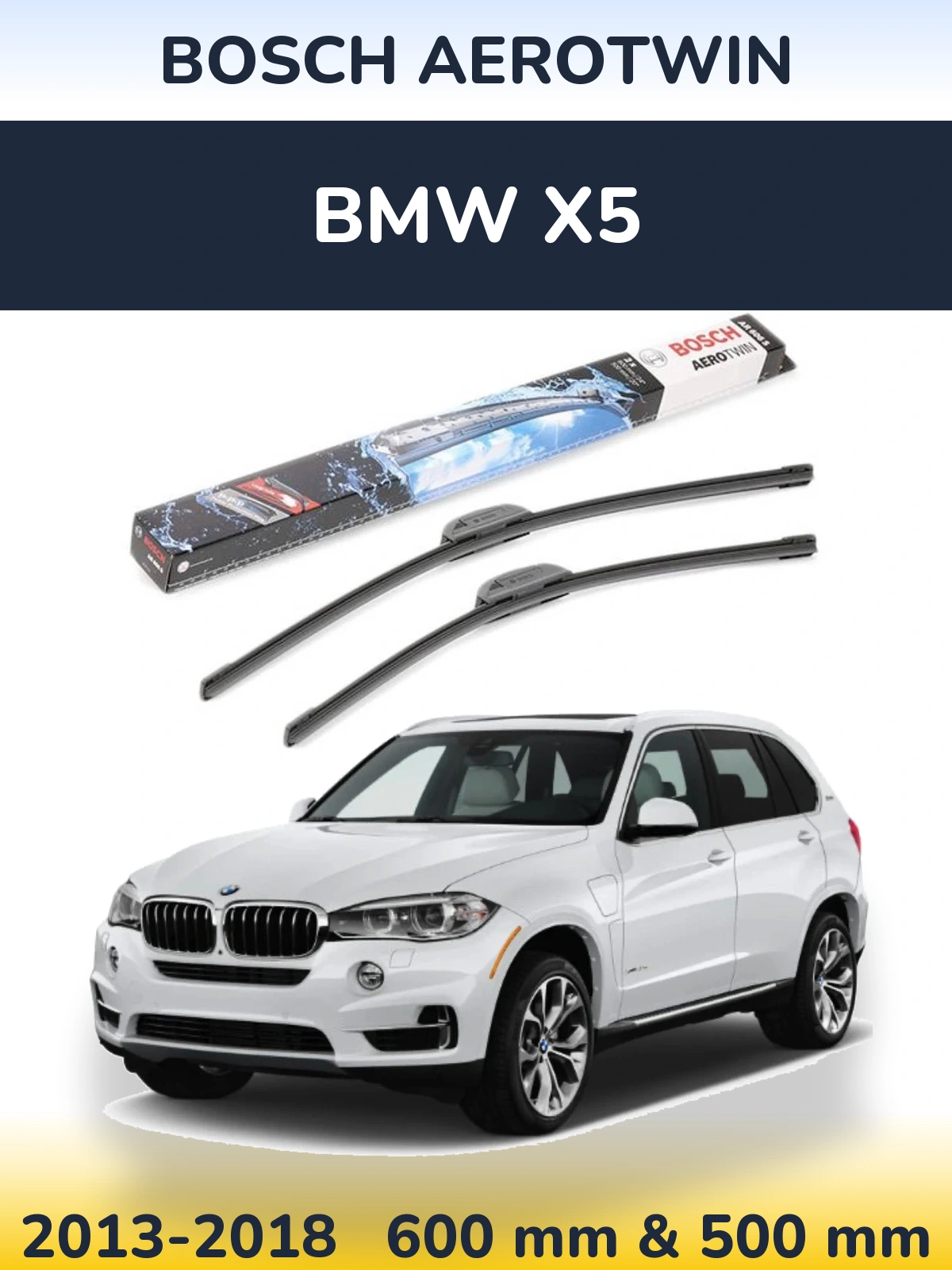 Комплект передніх щіток BOSCH AeroTwin 600 & 500 мм для BMW X5 2013-2018