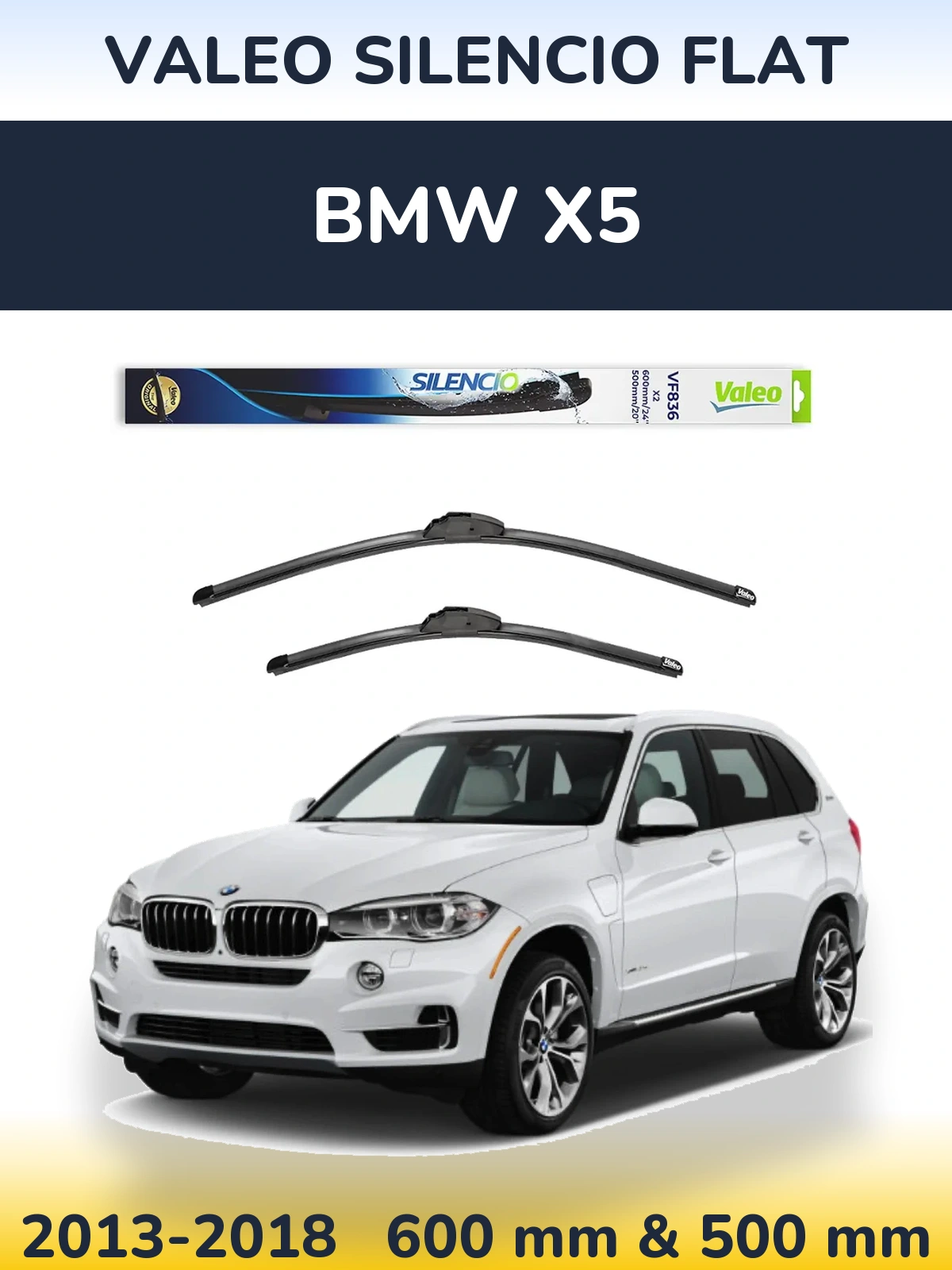 Комплект передних дворников Valeo Silencio Flat 600 & 500 мм для BMW X5 2013-2018