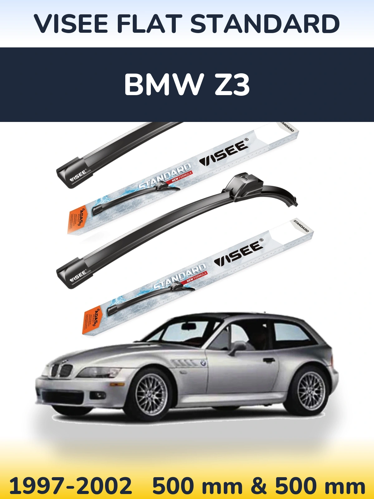 Комплект передних дворников VISEE FLAT STANDARD 500 & 500 мм для BMW Z3 1997-2002