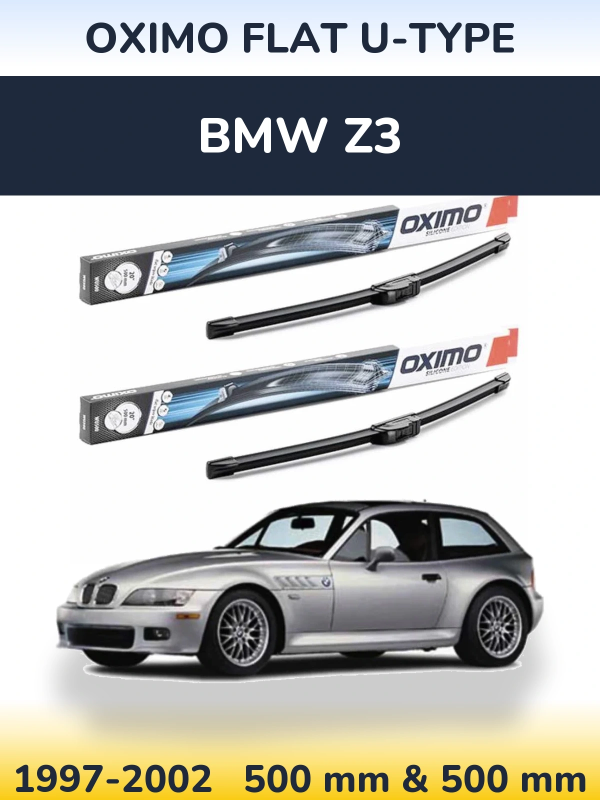 Комплект передних дворников Oximo Flat U-type 500 & 500 мм для BMW Z3 1997-2002