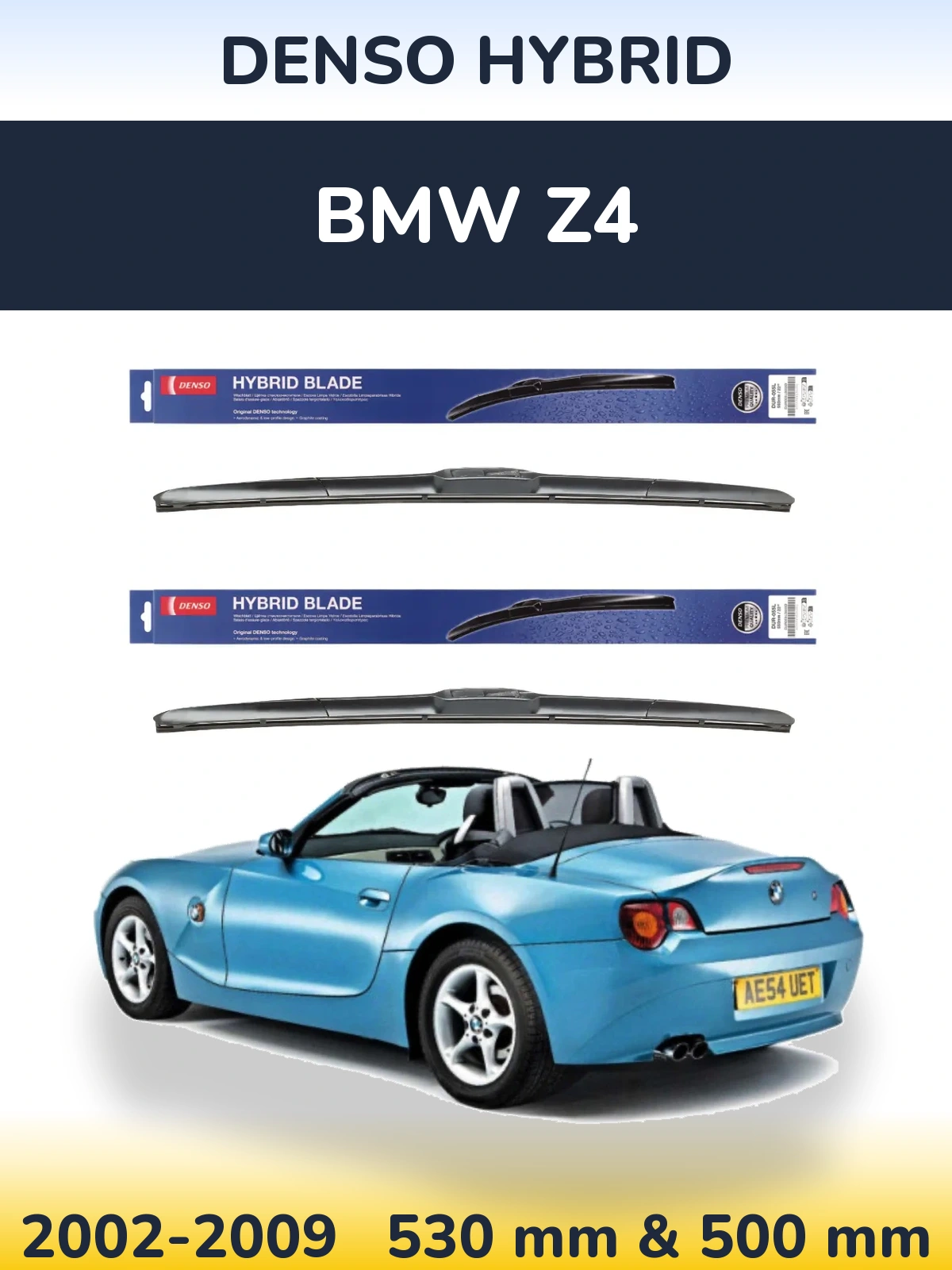 Комплект передніх щіток Denso Hybrid 530 & 500 мм для BMW Z4 2002-2009