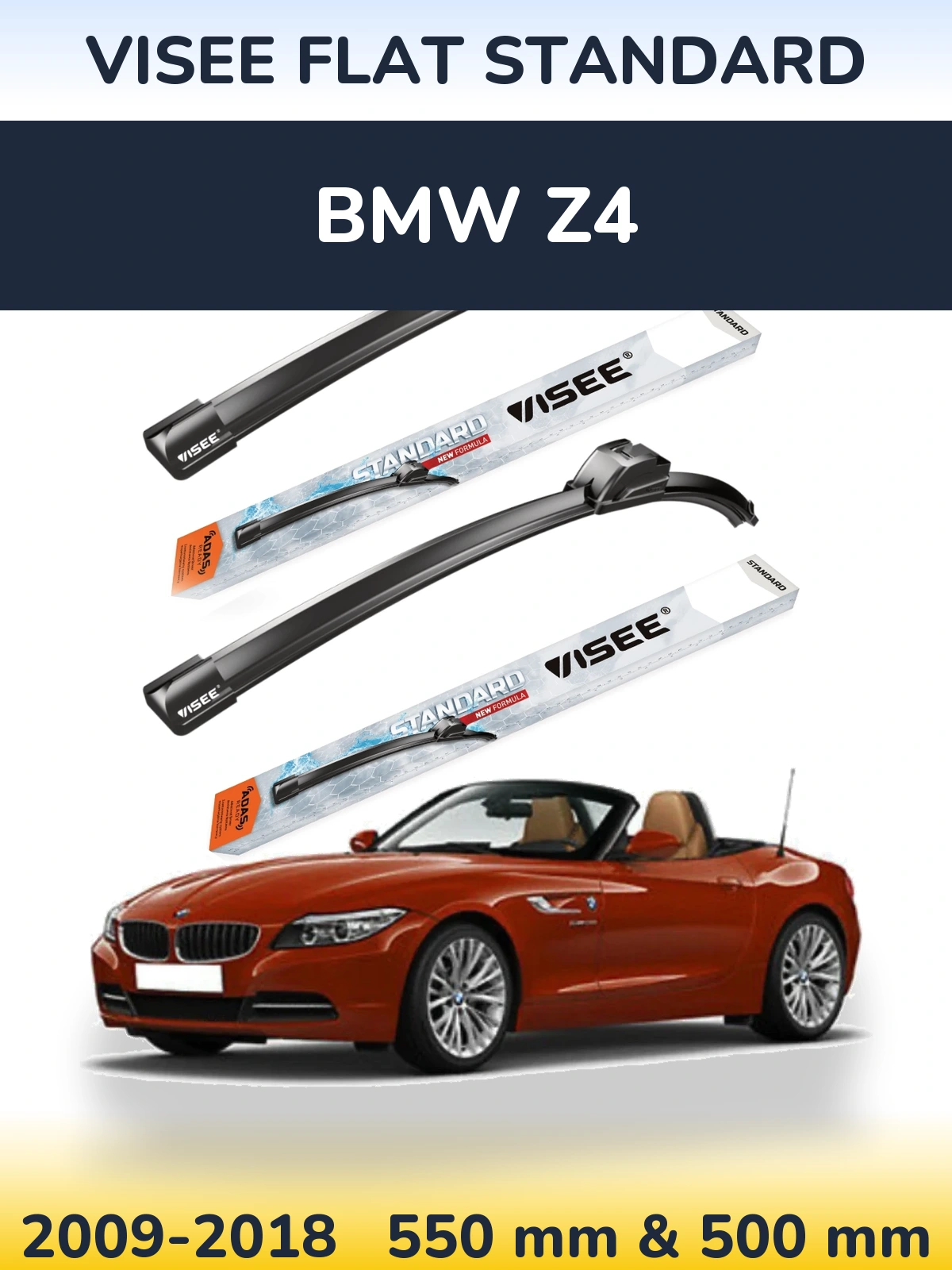 Комплект передніх щіток VISEE FLAT STANDARD 550 & 500 мм для BMW Z4 2009-2018