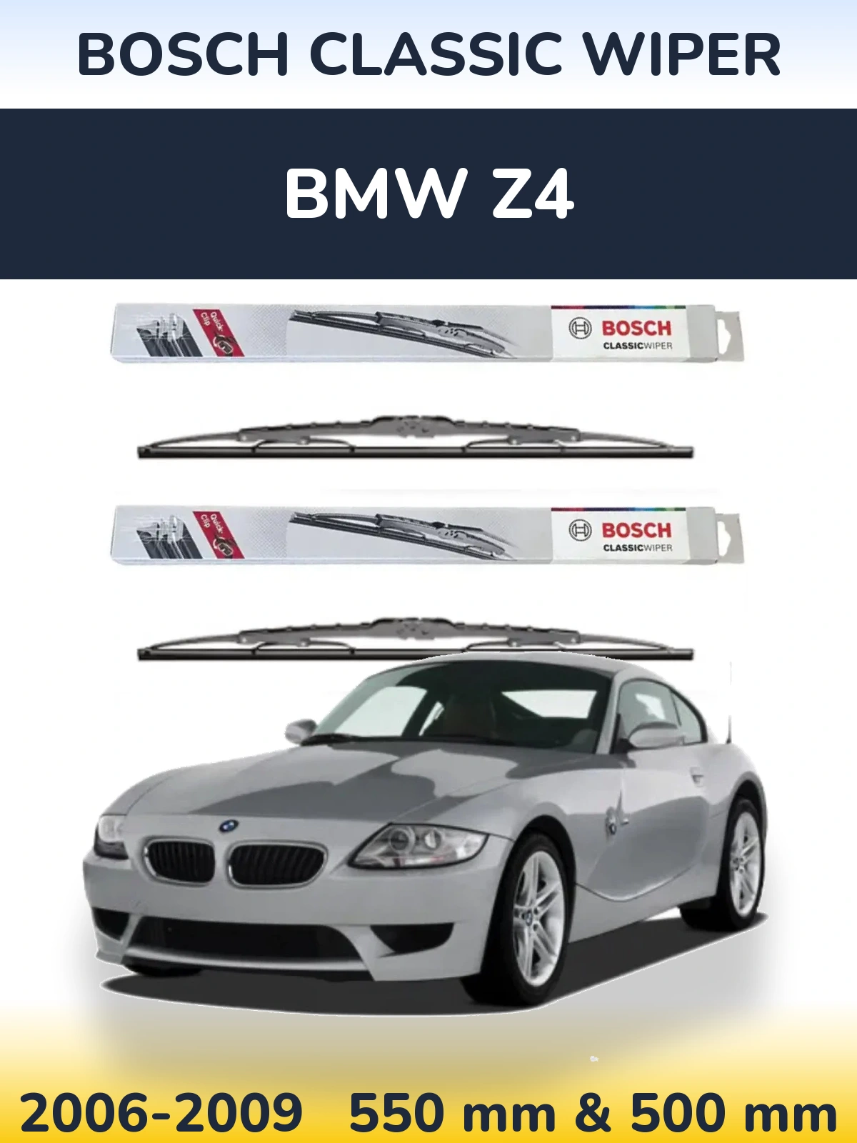 Front wiper blade set BOSCH Classic Wiper 550 & 500 mm for BMW Z4 2006-2009