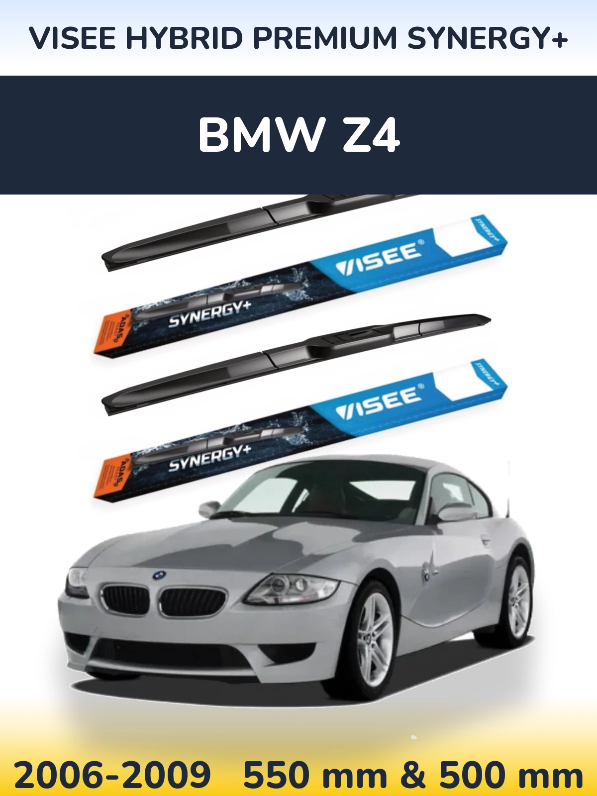 Front wiper blade set VISEE HYBRID PREMIUM SYNERGY+ 550 & 500 mm for BMW Z4 2006-2009