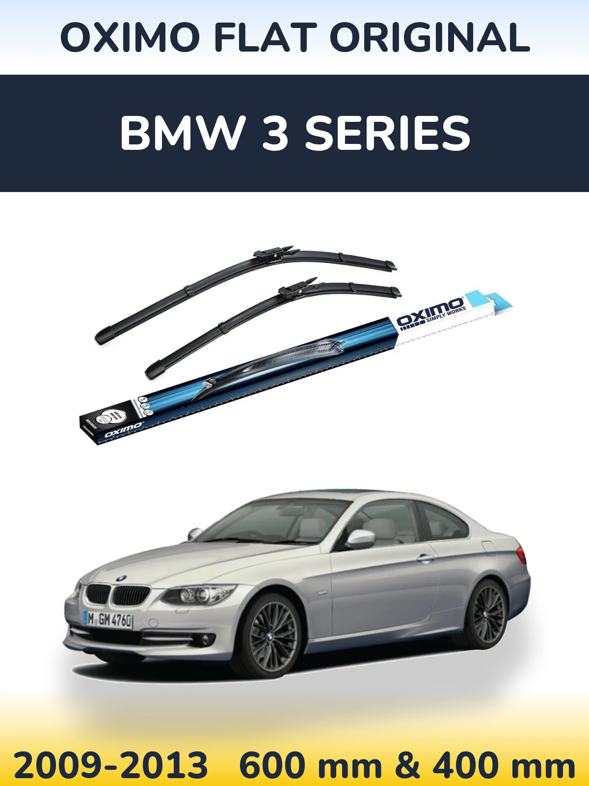 Комплект передніх щіток Oximo Flat Original 600 & 400 мм для BMW 3 Series 2009-2013