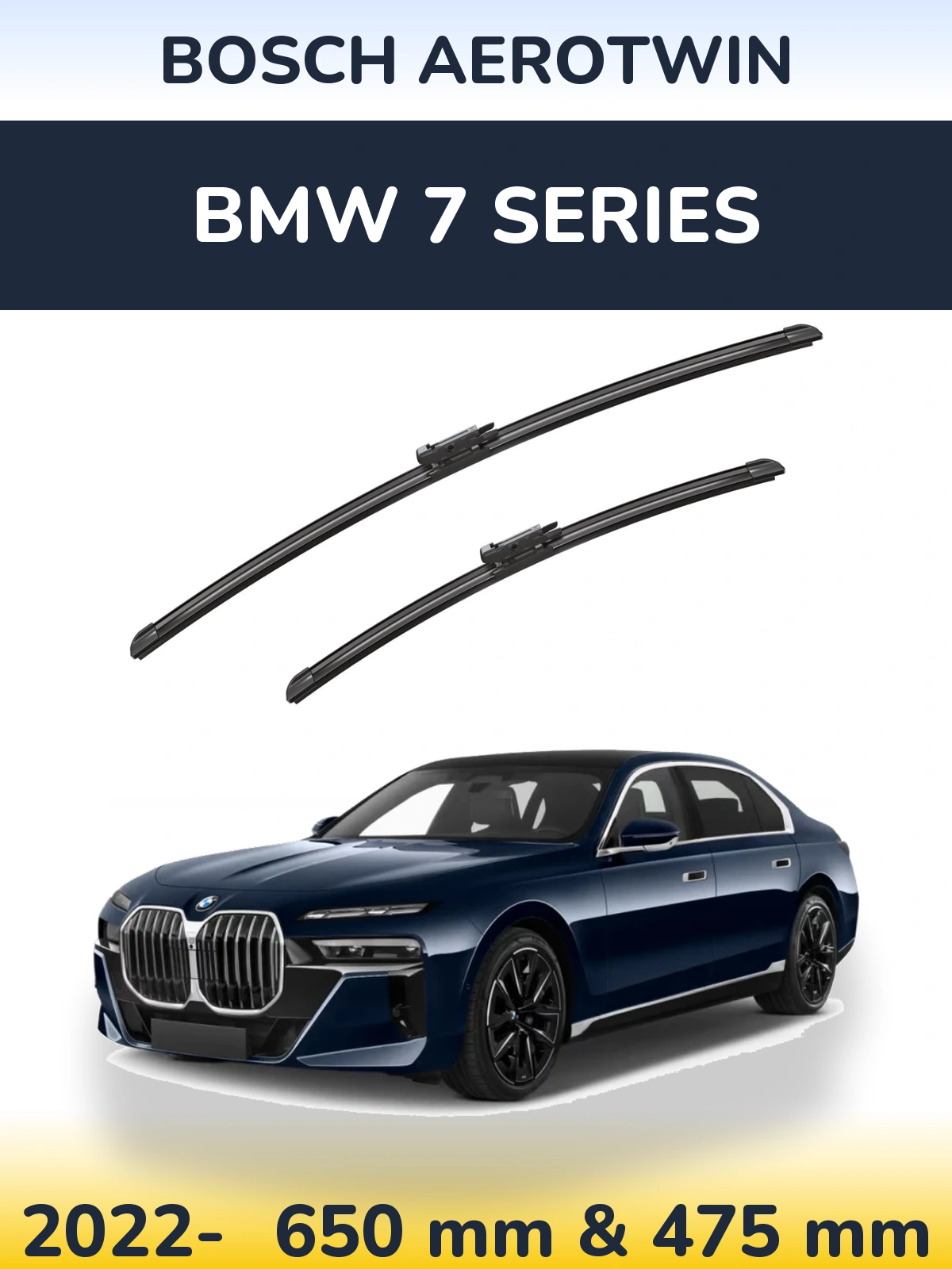 Front wiper blade set BOSCH AeroTwin 650 & 475 mm for BMW 7 Series 2022-2026