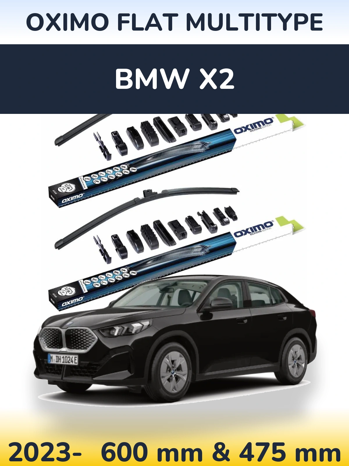 Комплект передніх щіток Oximo Flat MultiТипe 600 & 475 мм для BMW X2 2023-2026